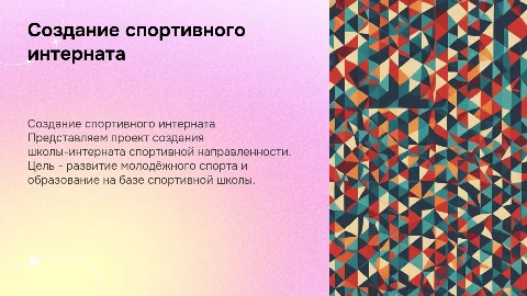 Проект создания школы интерната спортивной направленности