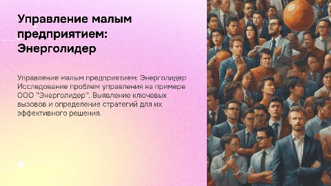 Проблемы управления малым предприятием: Энерголидер