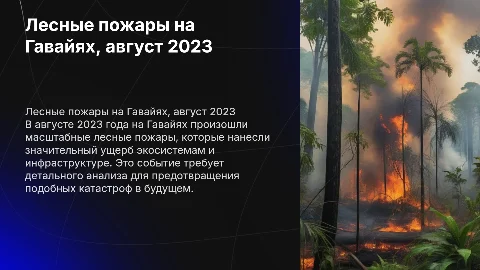 лесные пожары на Гаваях в августе 2023г