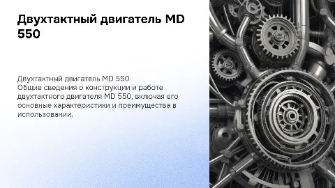 Двух тактный двигатель MD 550 общие сведения