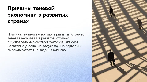 Причины существования теневой экономики в развитых странах
