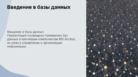 База данных: основные компоненты MS Access и их значение