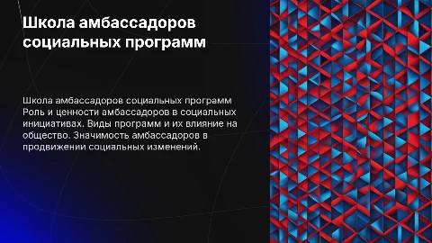 Школа амбассадоров социальных программ: роль и ценности