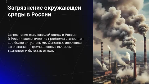 Загрязнения окружающей среды в России