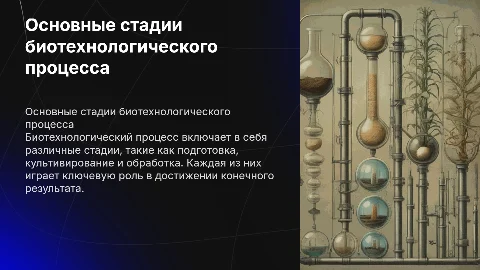 Основные стадии биотехнологического процесса