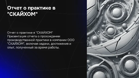 Отчёт о прохождении практики в компании "СКАЙХОМ"