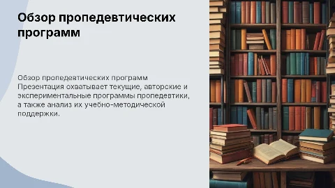 Обзор пропедевтических программ: авторские и экспериментальные