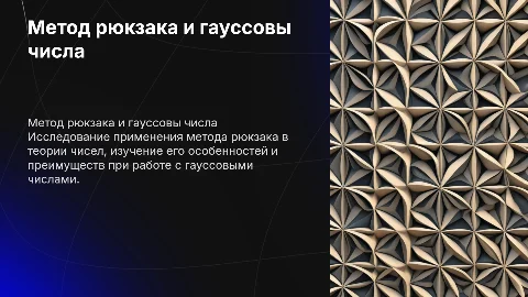 Реализация метода рюкзака над полем гауссовых чисел