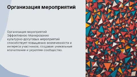 организация культурно-досуговых мероприятий