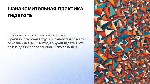 Ознакомительная практика педагога начальных классов