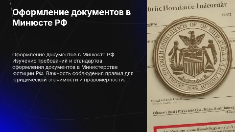 ОСОБЕННОСТИ ОФОРМЛЕНИЯ ДОКУМЕНТОВ В минюсте РФ