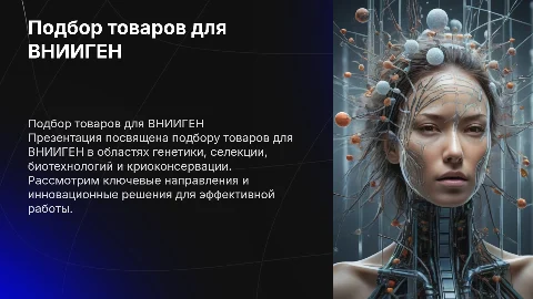 Подбор товаров для ВНИИГЕН: генетика, селекция, биотехнологии