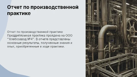 Отчет по производственной практике на ООО "Хлебозавод №4"