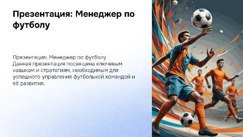 презентация для прохождения на должность менеджера по футболу