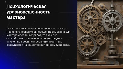 Психологическая уравновешенность для мастера слесарных работ