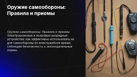 Приемы и правила применения оружия самообороны