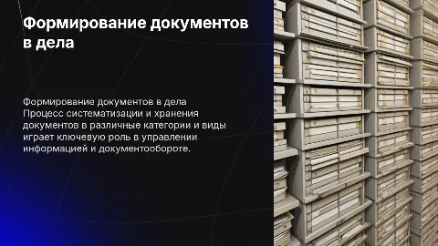 Формирование различных видов и категорий документов в дела