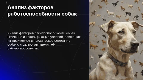 «Анализ и классификация условий, влияющих на работоспособность собаки»