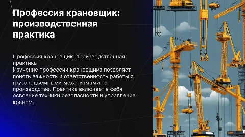 презентация профессия крановщик по производственной практике