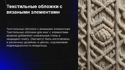 текстильная обложка для книги с элементами вязания