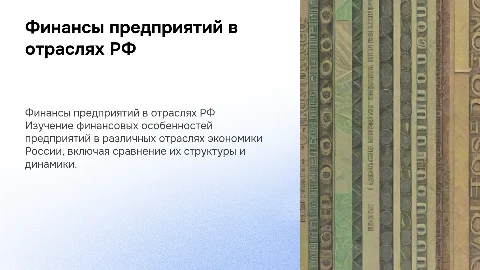 Финансы предприятий различных отраслей экономики РФ