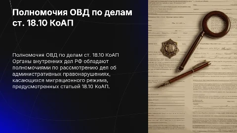 Полномочия органов внутренних дел по делам ст. 18.10 КоАП