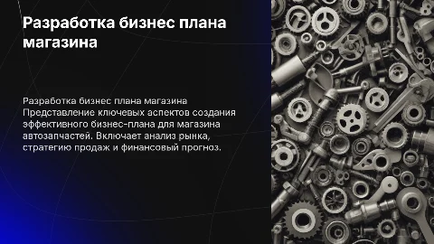 Разработка бизнес плана магазина автозапчастей