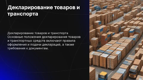 Основные положения декларирования товаров и транспортных средств
