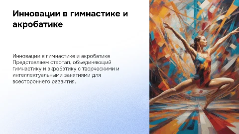 Презентация стартапа в сфере гимнастики и акробатики
