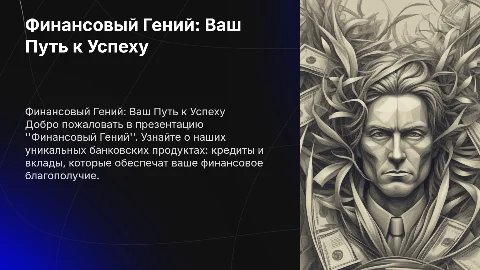 Презентация ''Финансовый Гений'': кредиты и вклады банка