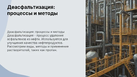 Деасфальтизация: процессы, методы и применение растворителей
