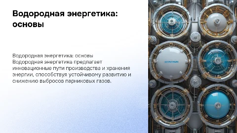 Водородная энергетика:технологии производства и хранения