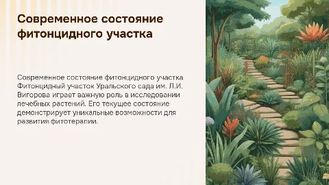 Современное состояние фитонцидного участка Уральского сада