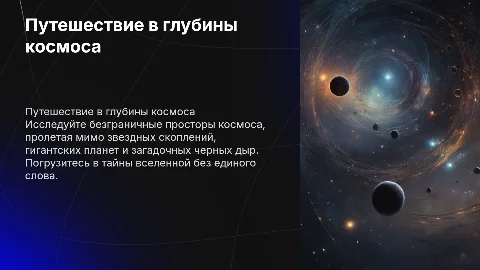 Презентация о космосе: Путешествие без слов