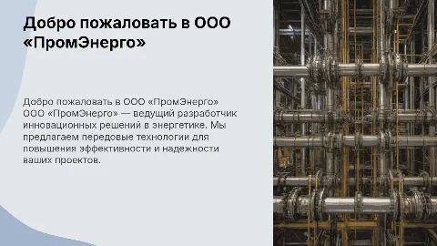 Презентация компании ООО «ПромЭнерго»