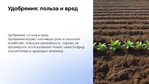 Удобрение: вред или польза — ключевые аспекты на слайдах