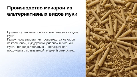 Проект линии производства макаронных изделий из альтернативной муки