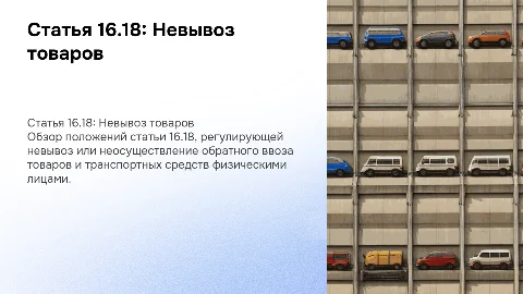 Презентация по статье 16.18: Невывоз товаров и ответственность