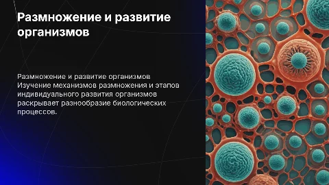 размножение и индивидуальное развитие организмов