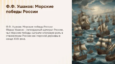 Биографический очерк о Ф.Ф. Ушакове и его морских победах