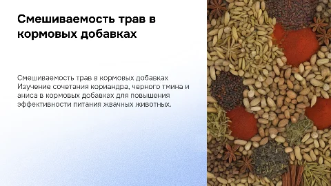 Смешиваемость кориандра, нигеллы и аниса в добавках