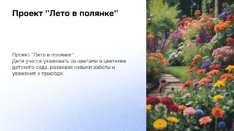Презентация проекта "Лето в полянке" для детского сада
