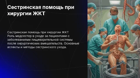 Сестринская помощь и уход при хирургических заболеваниях