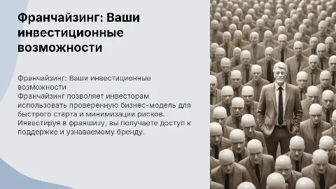 Франчайзинг . Инвестиции