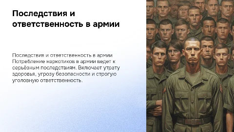Последствия наркотиков и ответственность в армии