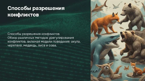 Способы разрешения конфликтов: модели акула, черепаха, медведь