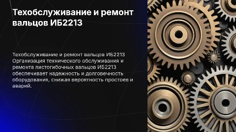 Организация технического обслуживания вальцов ИБ2213