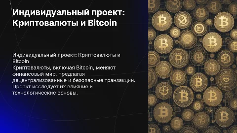 Индивидуальный проект на тему криптовалюты и Bitcoin