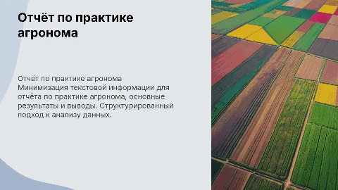 Отчёт по производственной практике агронома