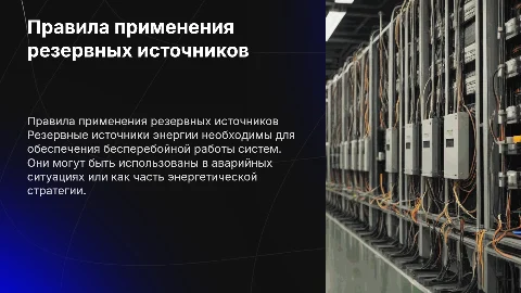 Правила применения резервных источников энергии